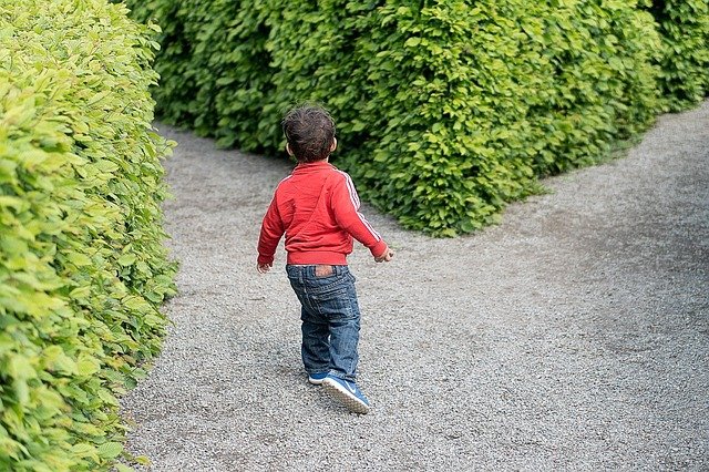 分かれ道に迷う少年