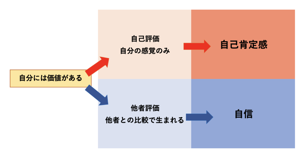 自己肯定感と自信の違い図解